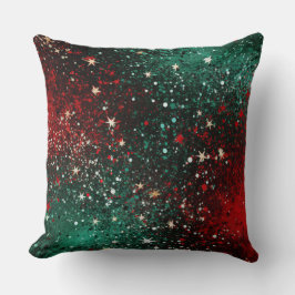Abstract Christmas Pillow – Modern Red & Green クッション