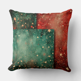 Abstract Christmas Pillow – Modern Red & Green クッション