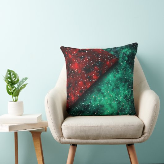 Abstract Christmas Pillow – Modern Red & Green クッション (椅子)