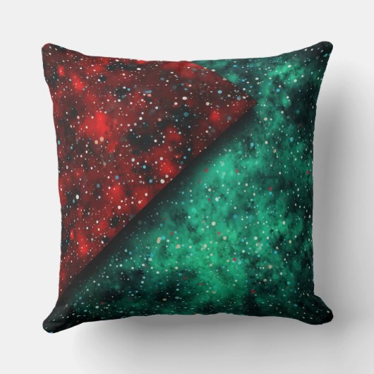 Abstract Christmas Pillow – Modern Red & Green クッション (裏面)