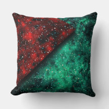 Abstract Christmas Pillow – Modern Red & Green