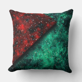Abstract Christmas Pillow – Modern Red & Green クッション