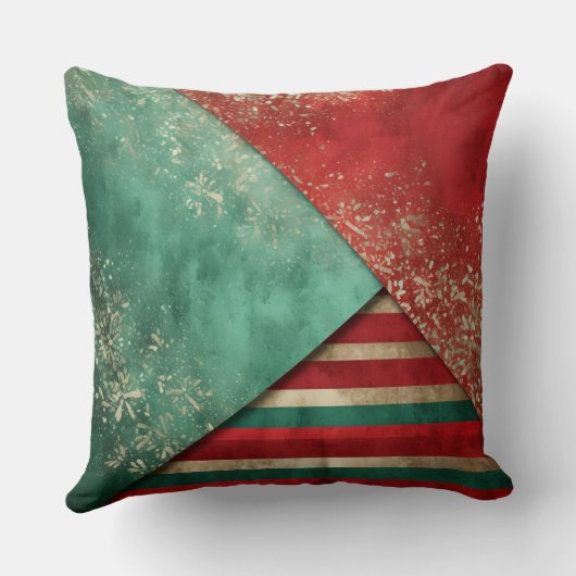 Abstract Christmas Pillow – Modern Red & Green クッション (裏面)