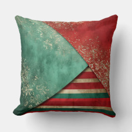 Abstract Christmas Pillow – Modern Red & Green クッション