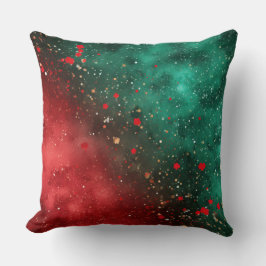 Abstract Christmas Pillow – Modern Red & Green クッション