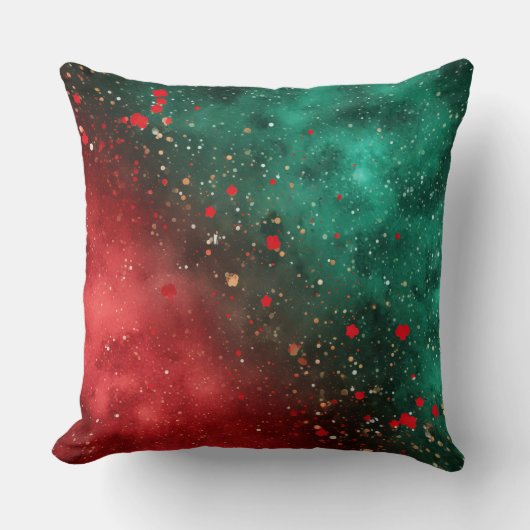 Abstract Christmas Pillow – Modern Red & Green クッション (正面)