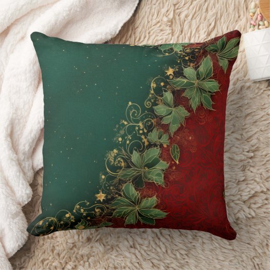 Abstract Christmas Pillow – Modern Red & Green クッション (ブランケット)
