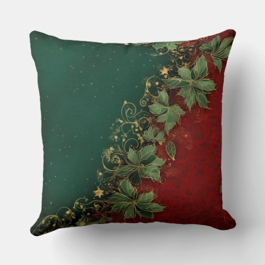 Abstract Christmas Pillow – Modern Red & Green クッション (裏面)