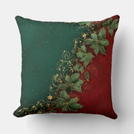 Abstract Christmas Pillow – Modern Red & Green クッション