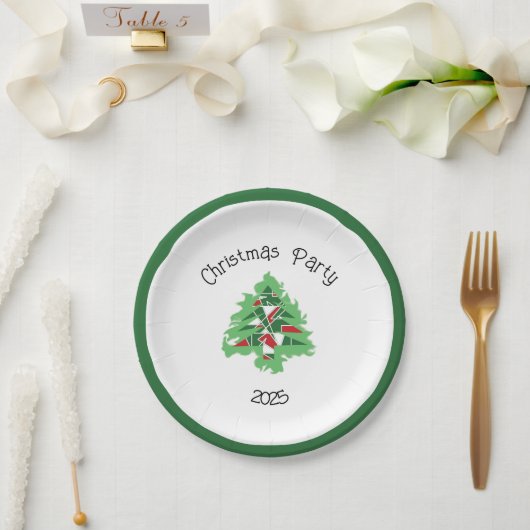 Abstract Christmas Tree ペーパープレート (ウェディング)
