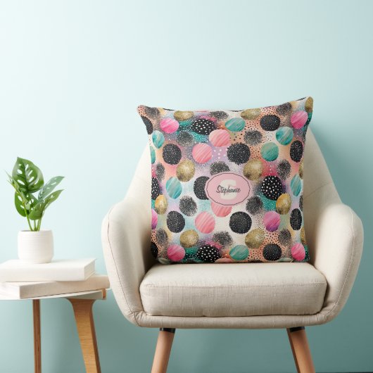 Abstract Circle Pattern -with Glitter & Speckles クッション (椅子)