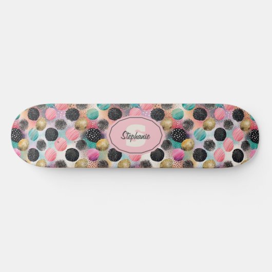 Abstract Circle Pattern -with Glitter & Speckles スケートボード (横)