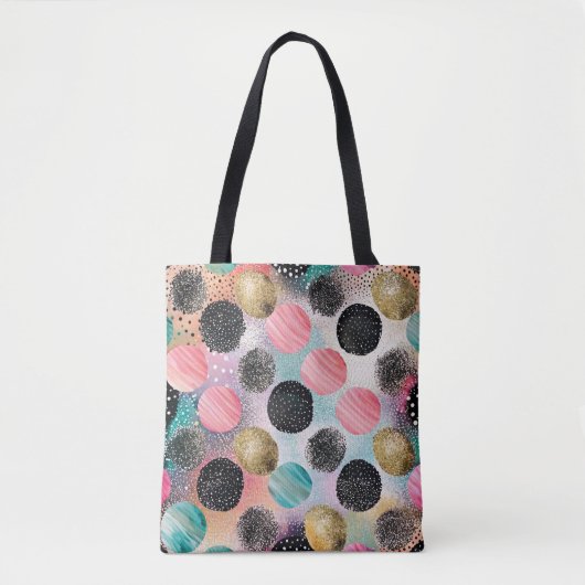 Abstract Circle Pattern -with Glitter & Speckles トートバッグ (正面)