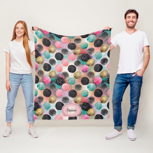 Abstract Circle Pattern -with Glitter & Speckles フリースブランケット (インサイチュ)