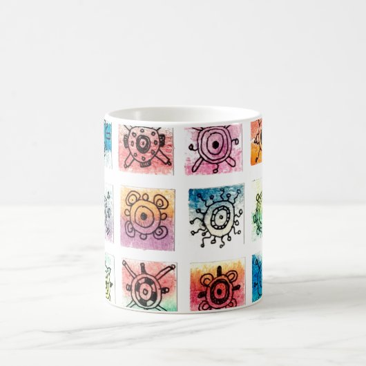 Abstract Circle Shapes Designs Illustration コーヒーマグカップ (中央)