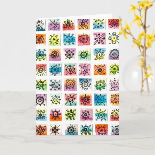 Abstract Circle Shapes Designs Illustration Card カード (黄色い花)