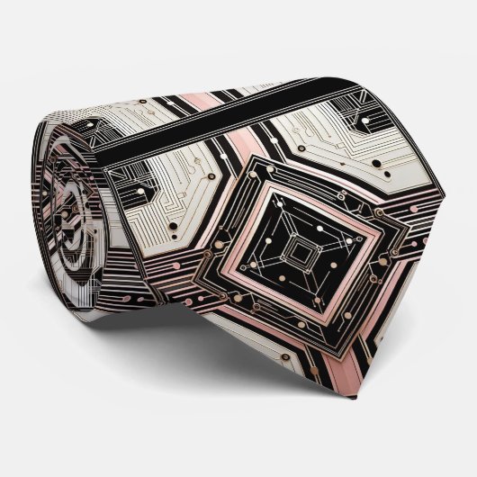 Abstract Circuit Board - Retro Art Deco ネクタイ (ロール)