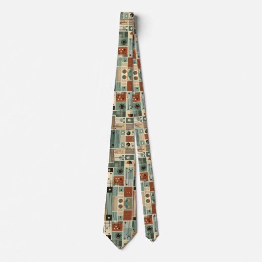 Abstract Circuit Board - Retro Mid Century Modern  ネクタイ (正面)