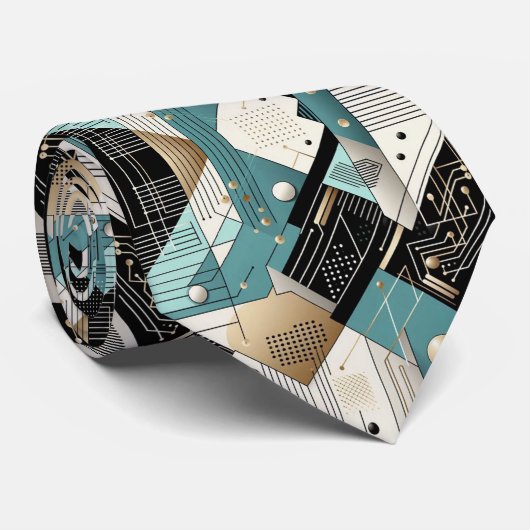 Abstract Circuit Board - Retro Mid Century Modern  ネクタイ (ロール)