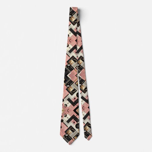 Abstract Circuit Board - Retro Mid Century Modern  ネクタイ (正面)