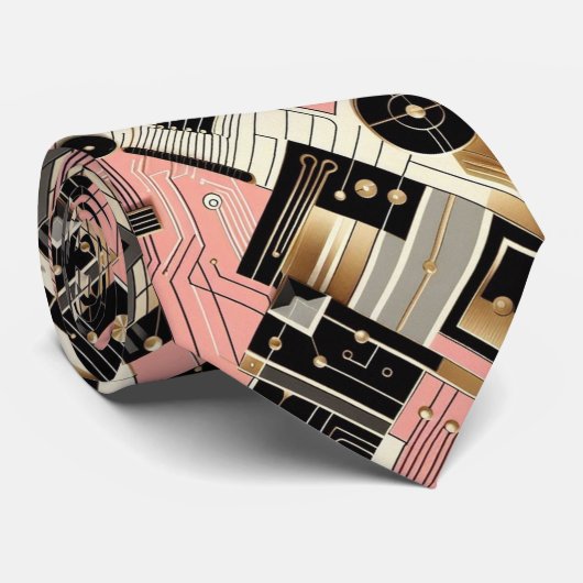 Abstract Circuit Board - Retro Mid Century Modern  ネクタイ (ロール)