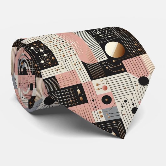Abstract Circuit Board - Retro Mid Century Modern  ネクタイ (ロール)