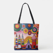 Abstract Cityscape Tote Bag with Vibrant Colors an トートバッグ (裏面)