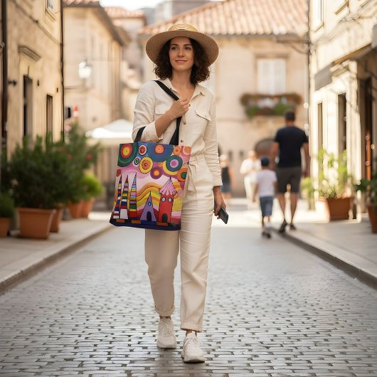 Abstract Cityscape Tote Bag with Vibrant Colors an トートバッグ