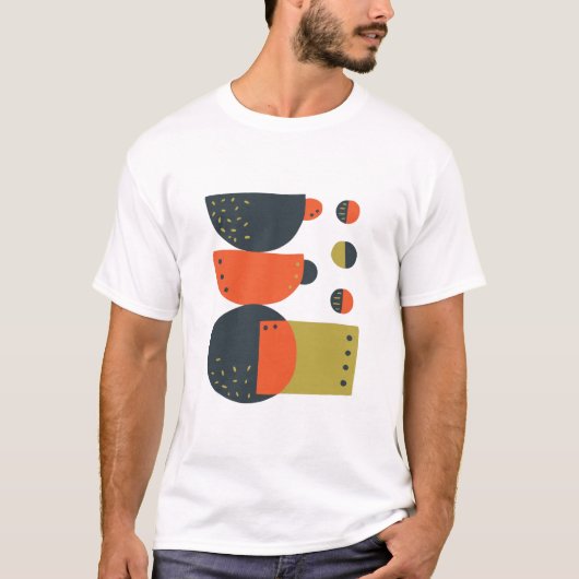 Abstract Coffee Mugs Stacked Tシャツ (正面)