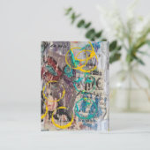 abstract collage blue yellow circles ポストカード (スタンド正面)