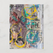 abstract collage blue yellow circles ポストカード (正面)