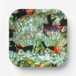 Abstract collage paper plate recycled plastic ペーパープレート