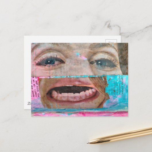 abstract collage with a eyes and mouth ポストカード (正面/裏面インサイチュ)