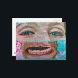 abstract collage with a eyes and mouth from 1968 ポストカード<br><div class="desc">A colorful mixed media collage with a eyes and a mouth from a magazine from the year 1968.</div>