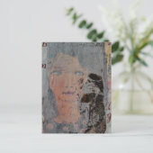 abstract collage with face and skeleton ポストカード (スタンド正面)