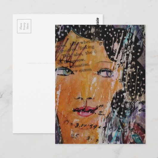 abstract collage with face education games words ポストカード (正面/裏面)