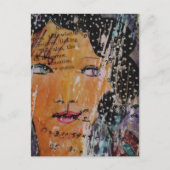 abstract collage with face education games words ポストカード (正面)