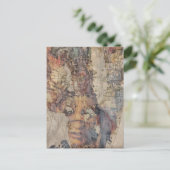 abstract collage with face mixed media ポストカード (スタンド正面)