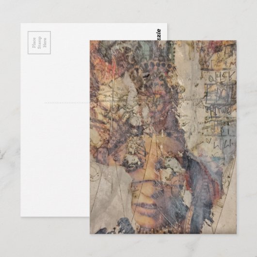 abstract collage with face mixed media ポストカード (正面/裏面)