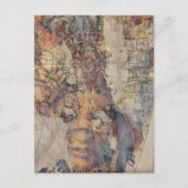 abstract collage with face mixed media ポストカード (正面)