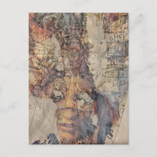 abstract collage with face mixed media ポストカード (正面)