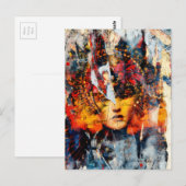 abstract collage with face mixed media ポストカード (正面/裏面)