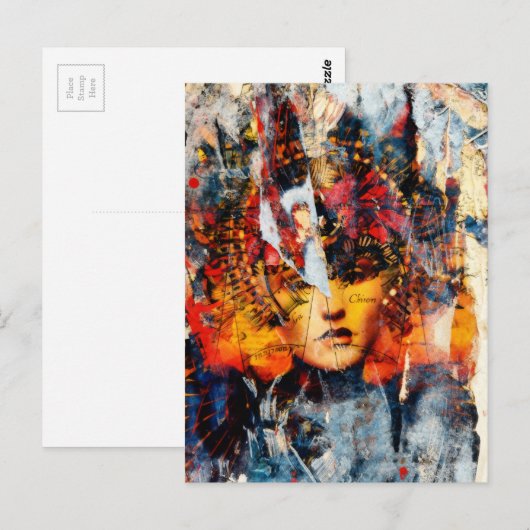 abstract collage with face mixed media ポストカード (正面/裏面)