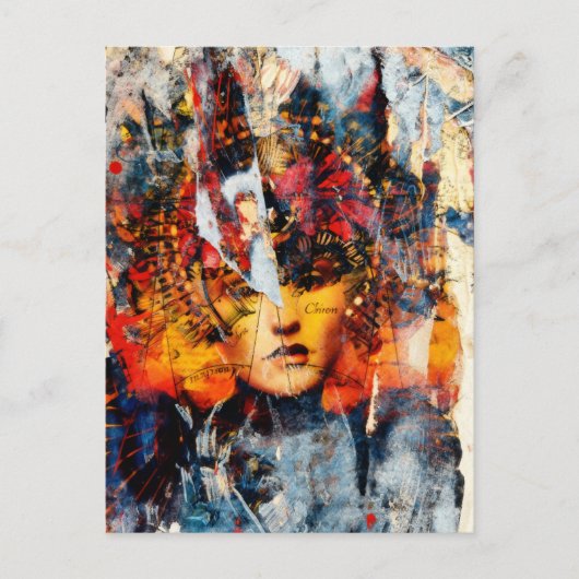 abstract collage with face mixed media ポストカード (正面)