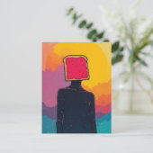 abstract collage with face of toast and jam ポストカード (スタンド正面)
