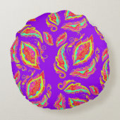 abstract,color,pattern, indian,mandala,purple ラウンドクッション (裏面)