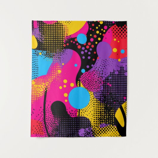 Abstract Color Splash in Retro Comic Style (4) タペストリー (正面)