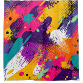 Abstract Color Splash in Retro Comic Style (5) シャワーカーテン (正面)