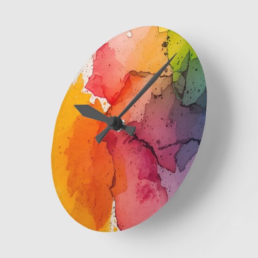 Abstract Color Splash Wall Clock ラウンド壁時計 (傾斜)