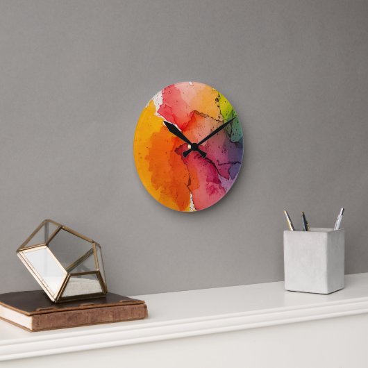 Abstract Color Splash Wall Clock ラウンド壁時計 (オフィス)